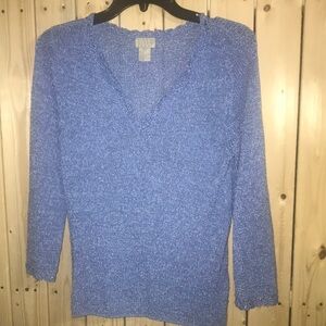 Sigrid Olsen Sport Blue 3/4 Sleeve Sweater SP